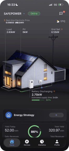 Safe Power app screen