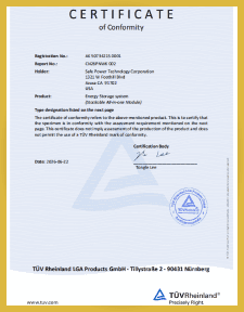 Safe Power certificate 5